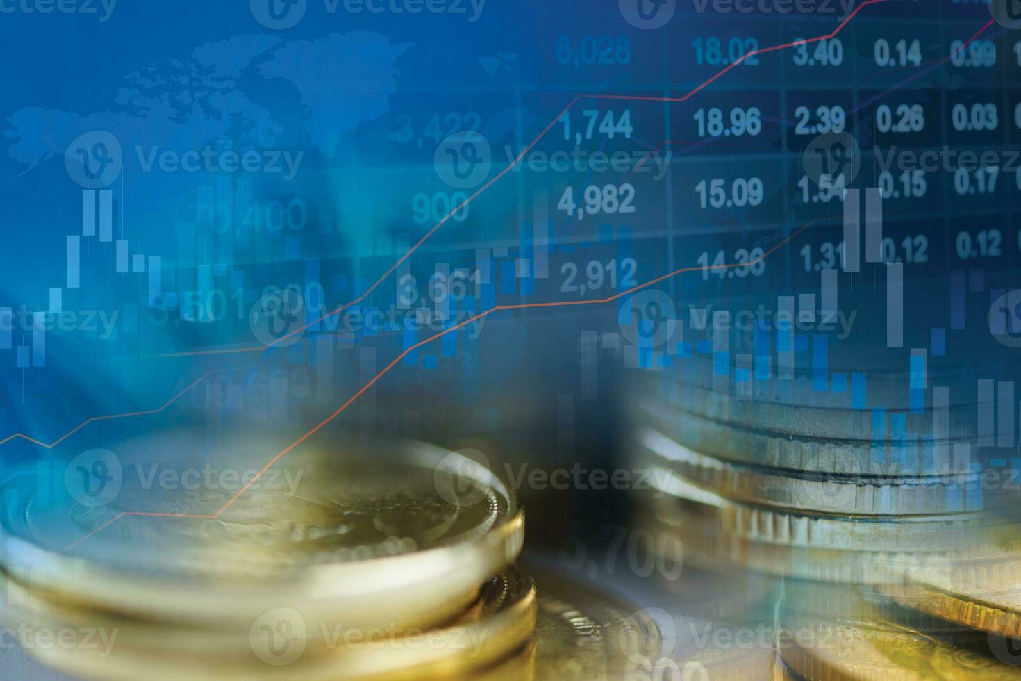 Stock market investment trading financial, coin, finance business trend data background. photo
