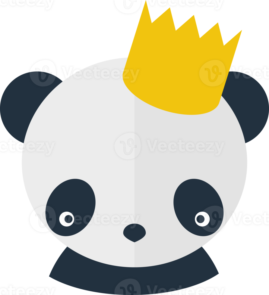 Color avatar panda head wearing a crown png