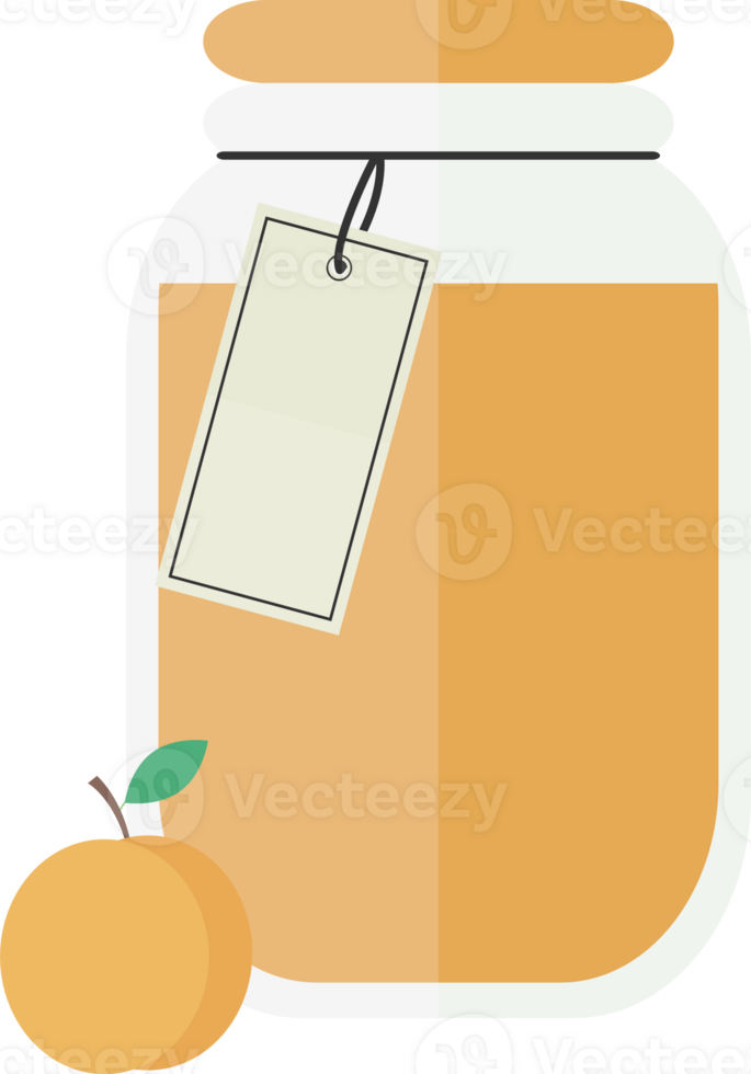Transparent jar with apricot jam, juice png