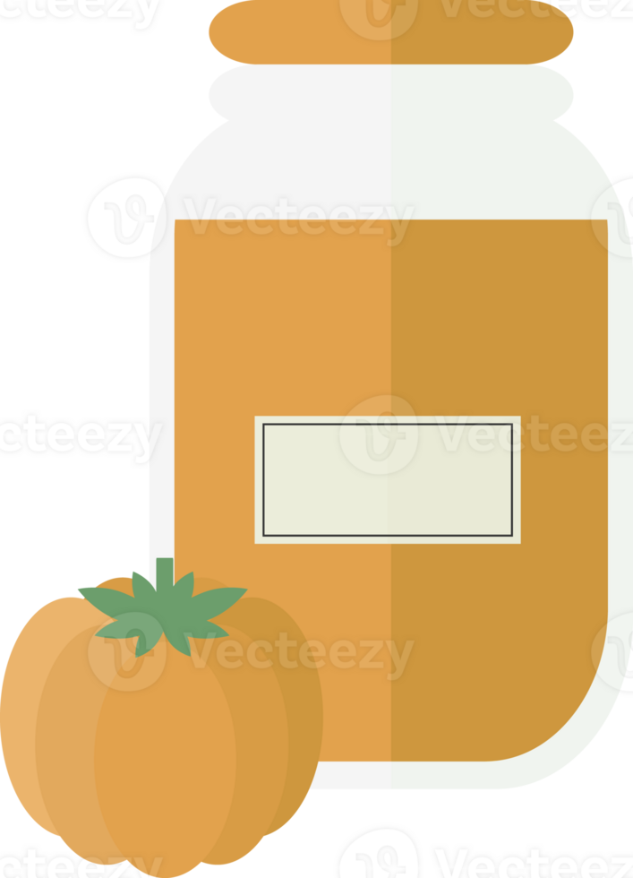 Transparent jar with pumpkin jam, juice png