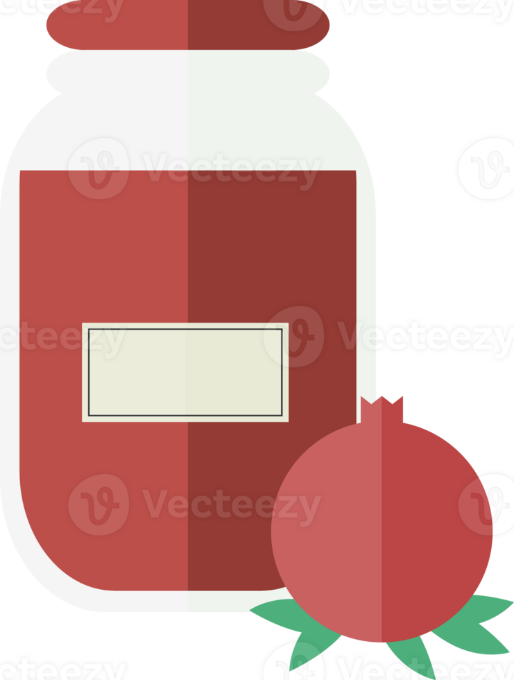 transparant pot met granaatappel jam, sap png