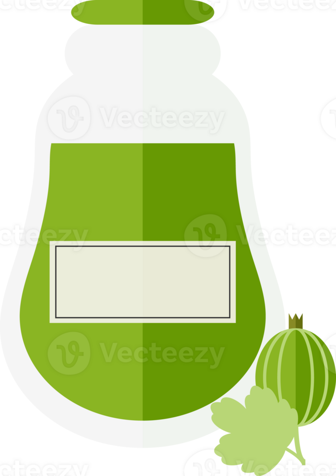 Several jars of jam or juice and berries on the table png