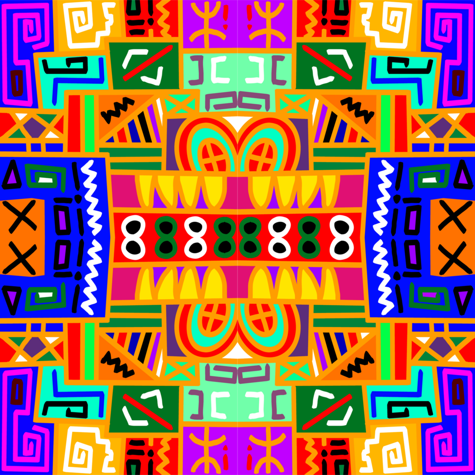african print fabric. vector seamless tribal pattern. png