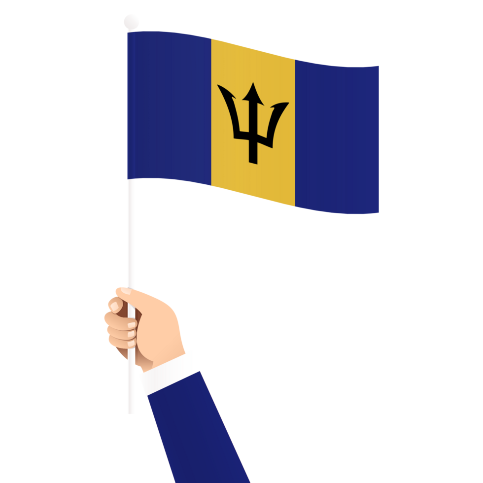 Hand Holding Barbados National Flag Isolated Transparent Simple Illustration png