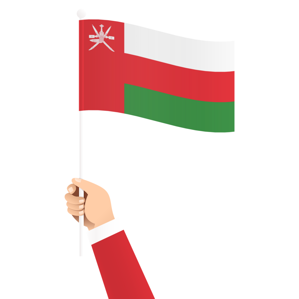 Hand Holding Oman National Flag Isolated Transparent Simple Illustration png
