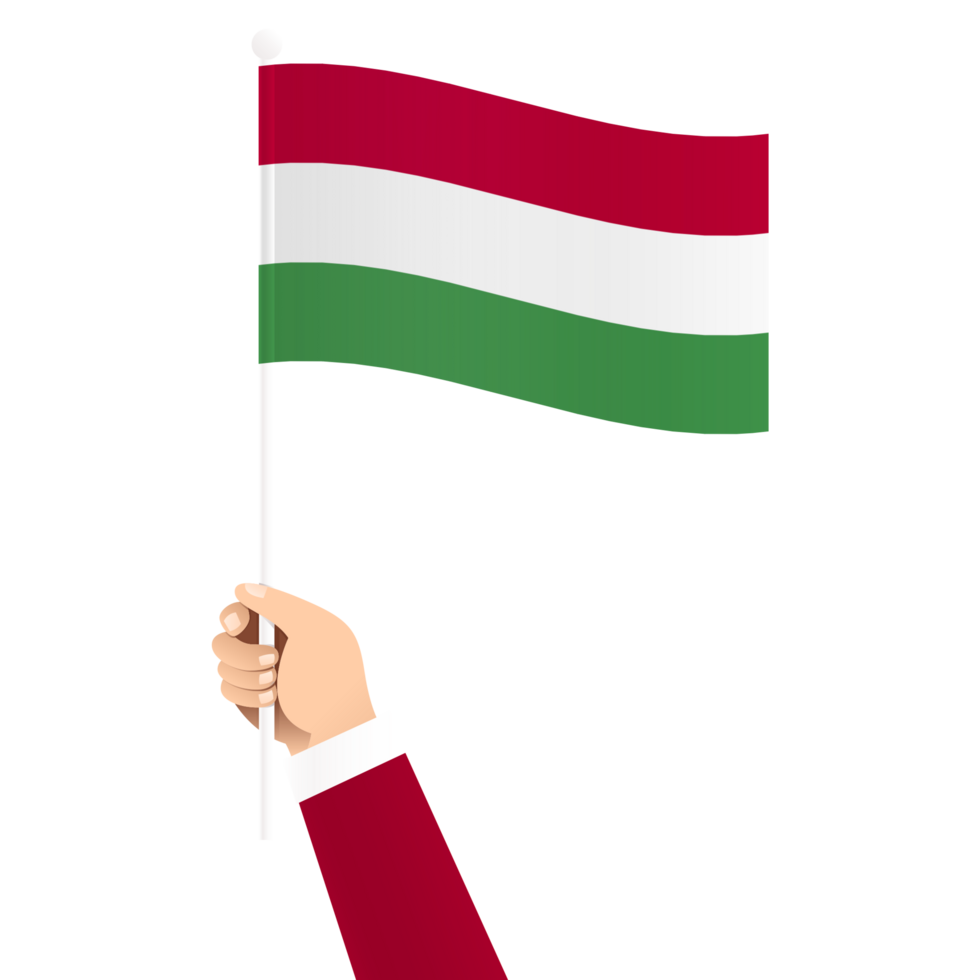 Hand Holding Hungary National Flag Isolated Transparent Simple Illustration png