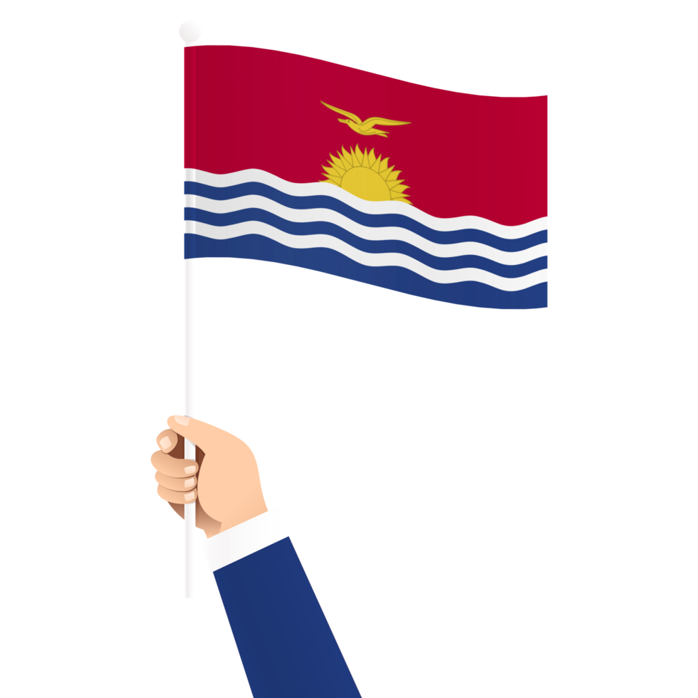 Hand Holding Kiribati National Flag Isolated Transparent Simple Illustration png