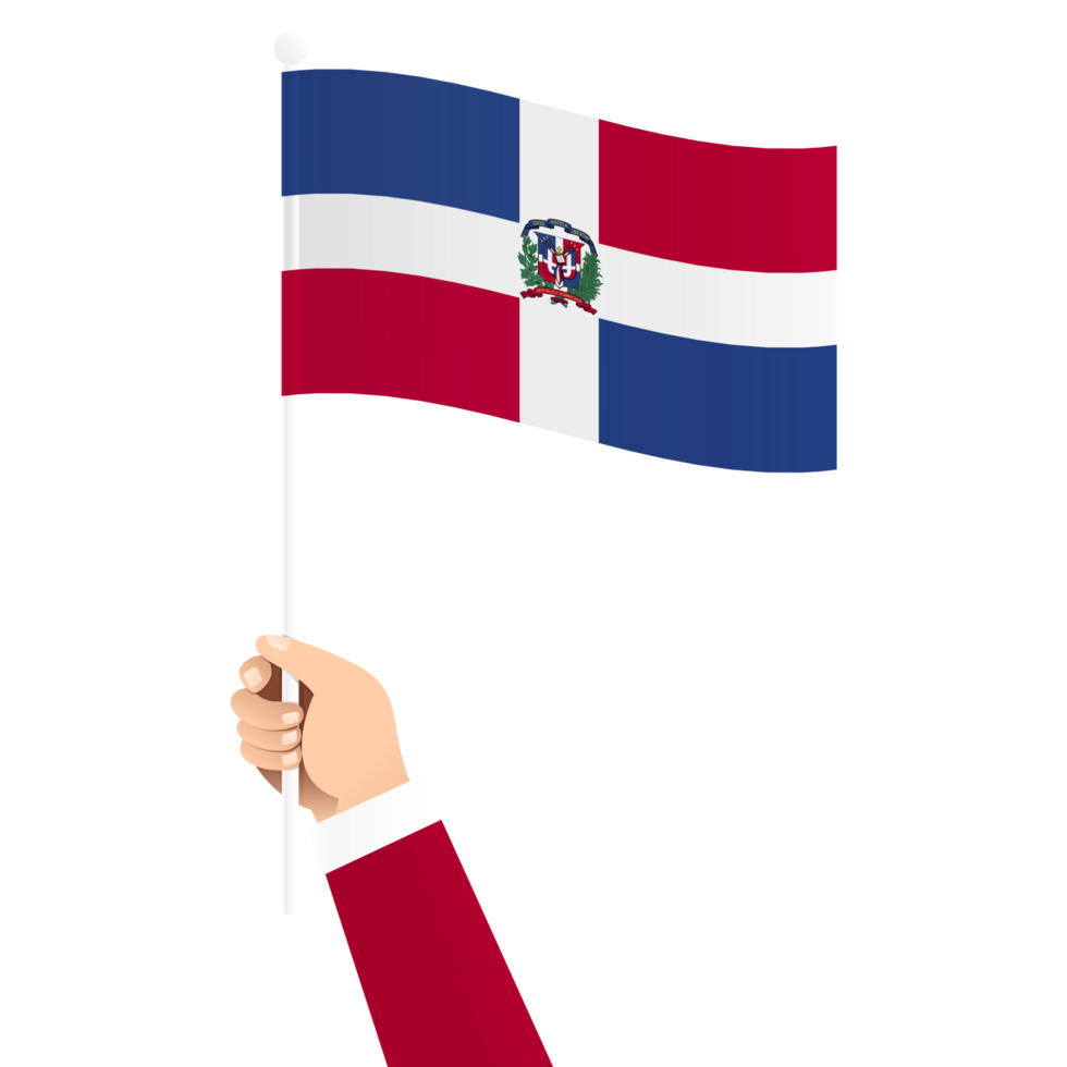 Hand Holding Dominican Republic National Flag Isolated Transparent Simple Illustration png