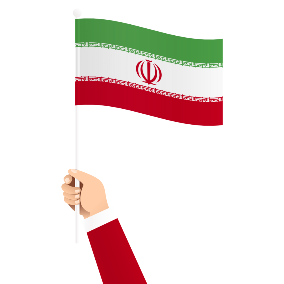 Hand Holding Iran National Flag Isolated Transparent Simple Illustration png