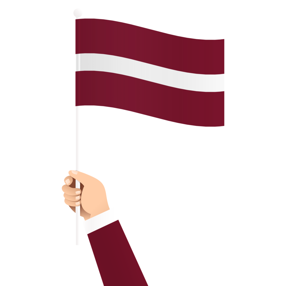 Hand Holding Latvia National Flag Isolated Transparent Simple Illustration png