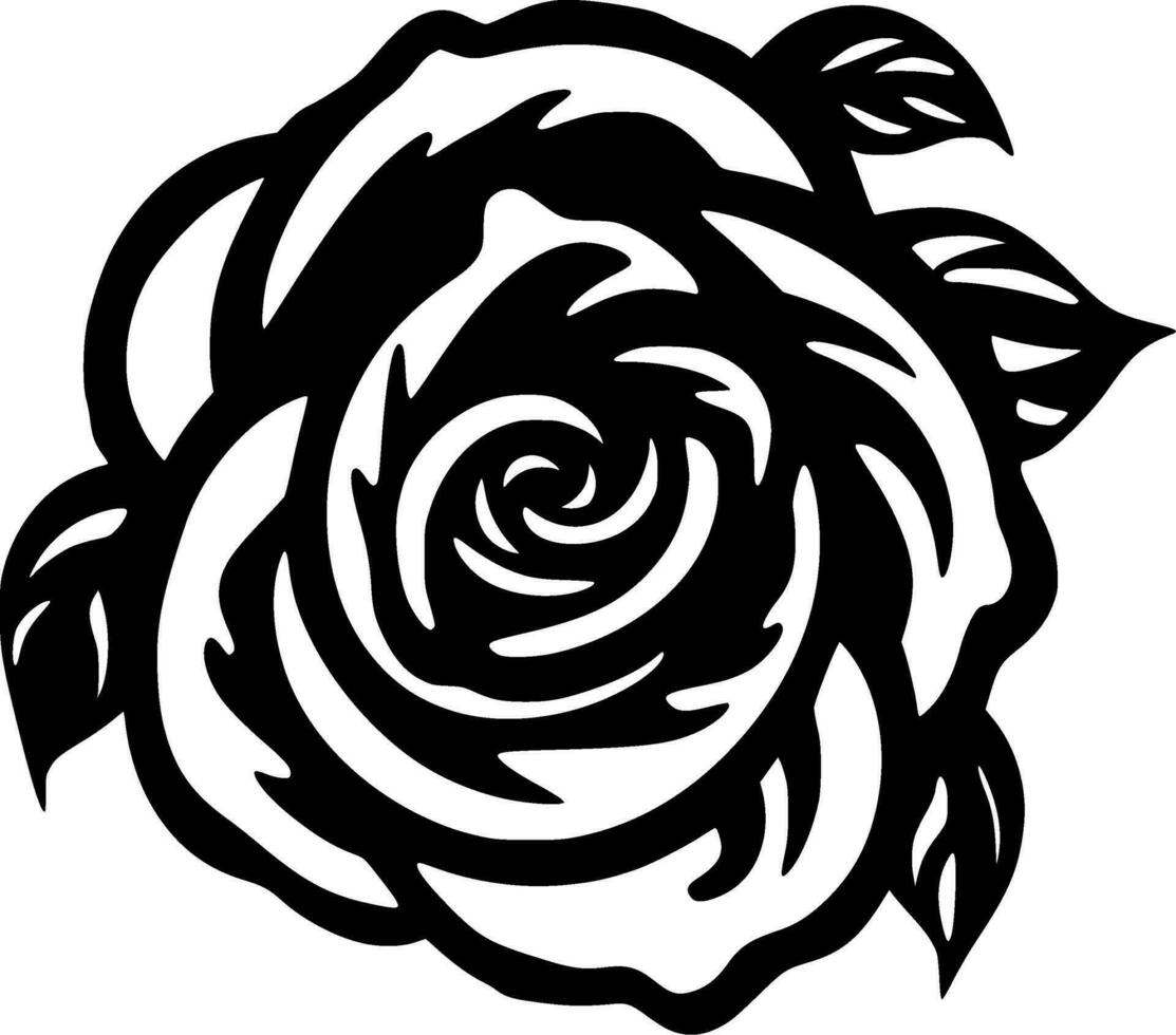 Rosa - negro y blanco aislado icono - vector ilustración