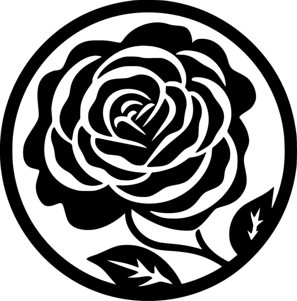 Rose, Black and White Vector illustration