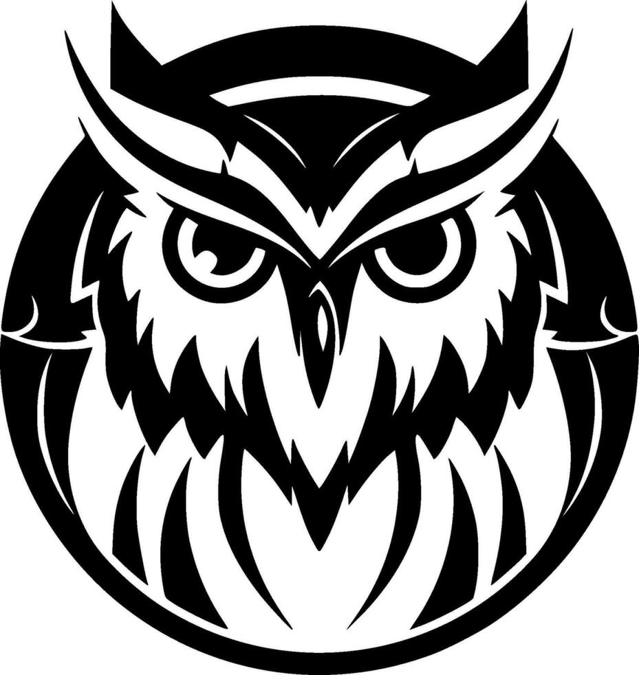 Owl, Black and White Vector illustration