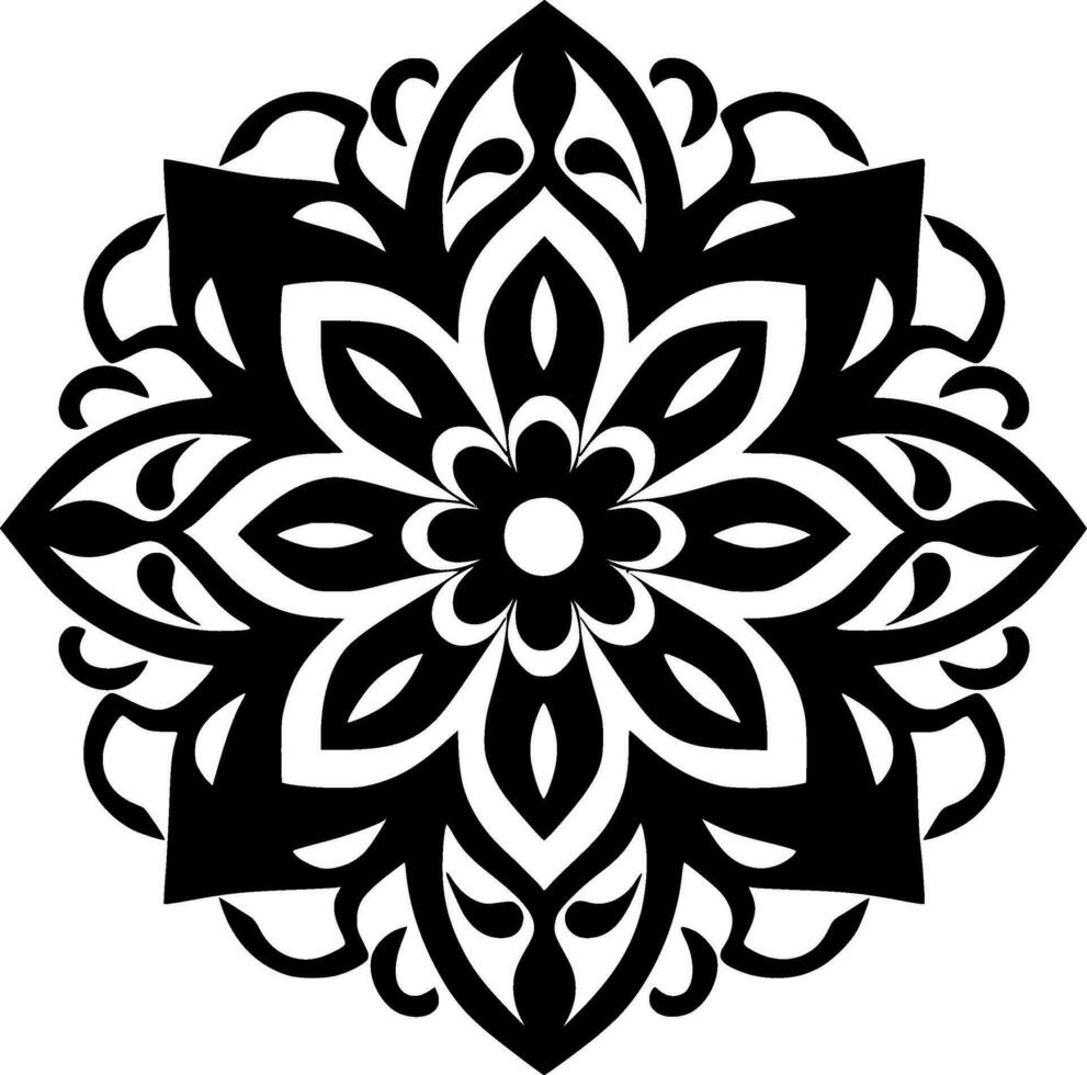 Mandala - Black and White Isolated Icon - Vector illustration