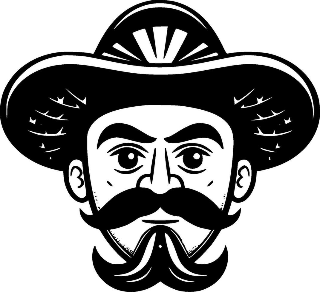 Mexican, Black and White Vector illustration