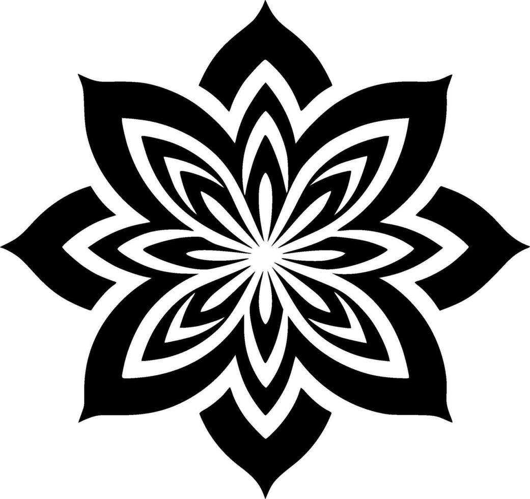 mandala - negro y blanco aislado icono - vector ilustración