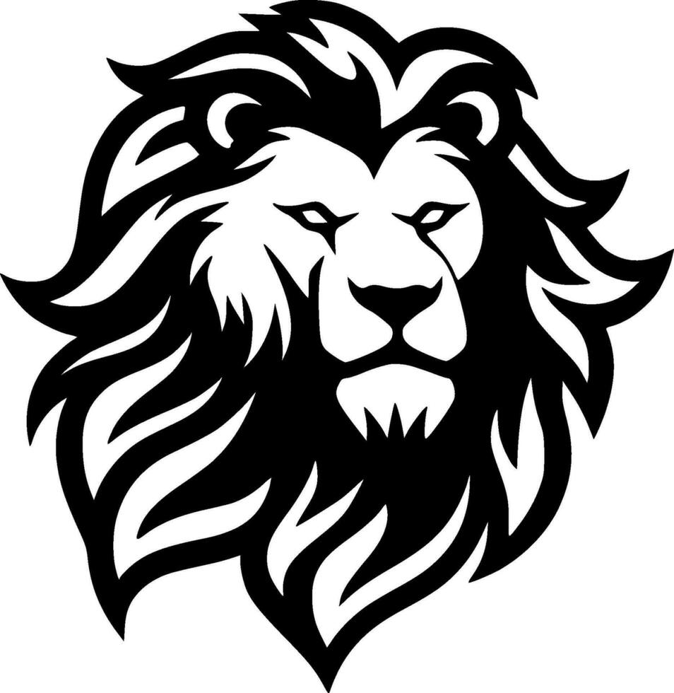 Lion, Black and White Vector illustration