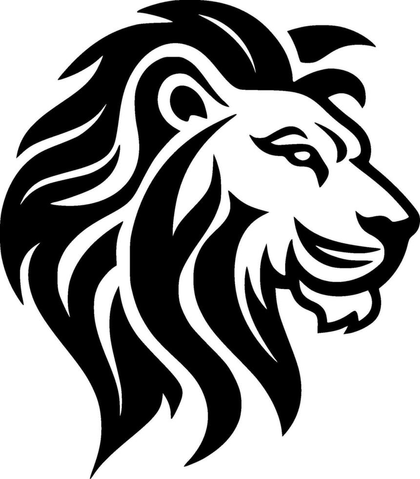 Lion, Black and White Vector illustration