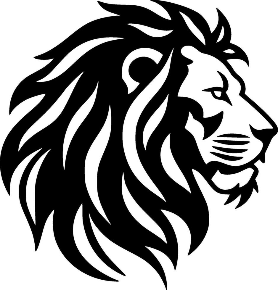 Lion, Black and White Vector illustration