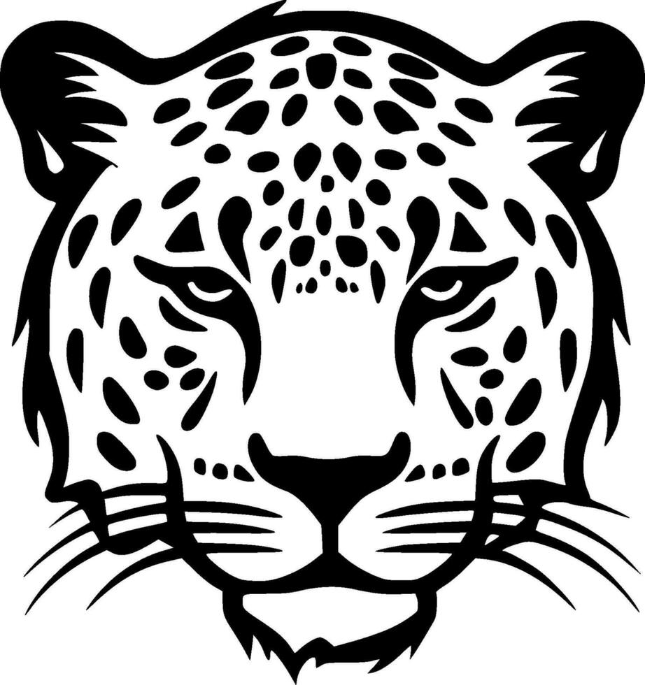 leopardo - negro y blanco aislado icono - vector ilustración