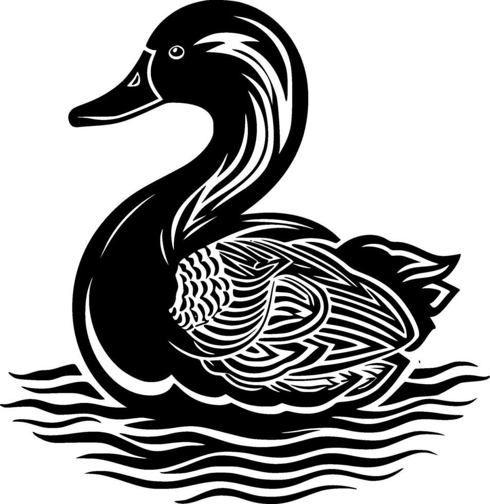 Duck, Black and White Vector illustration