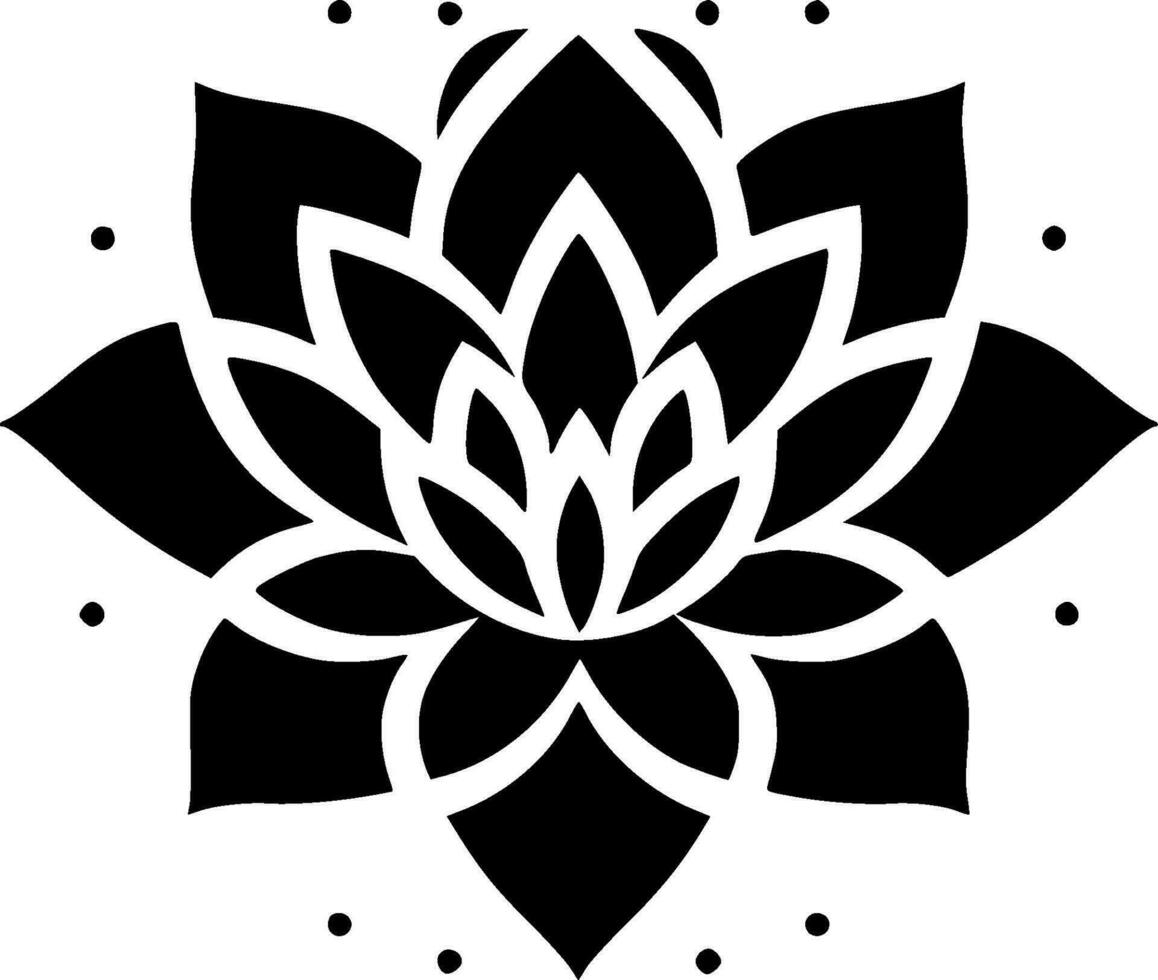 Flower - Black and White Isolated Icon - Vector illustration