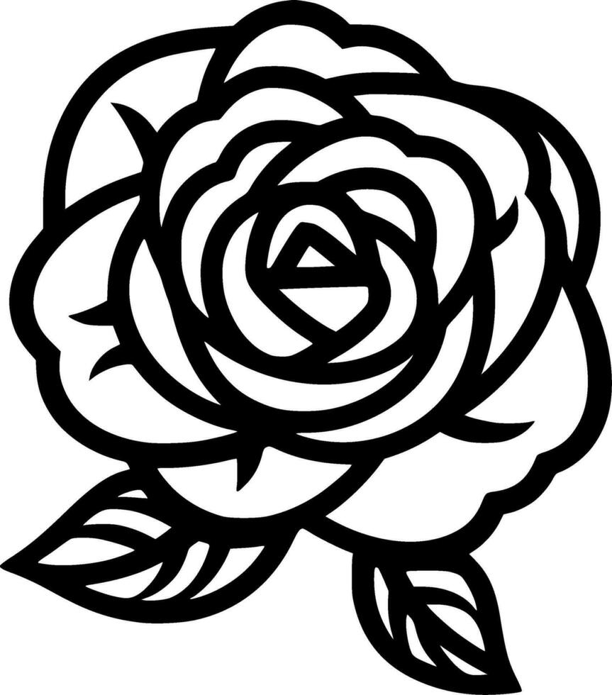 Flower - Black and White Isolated Icon - Vector illustration