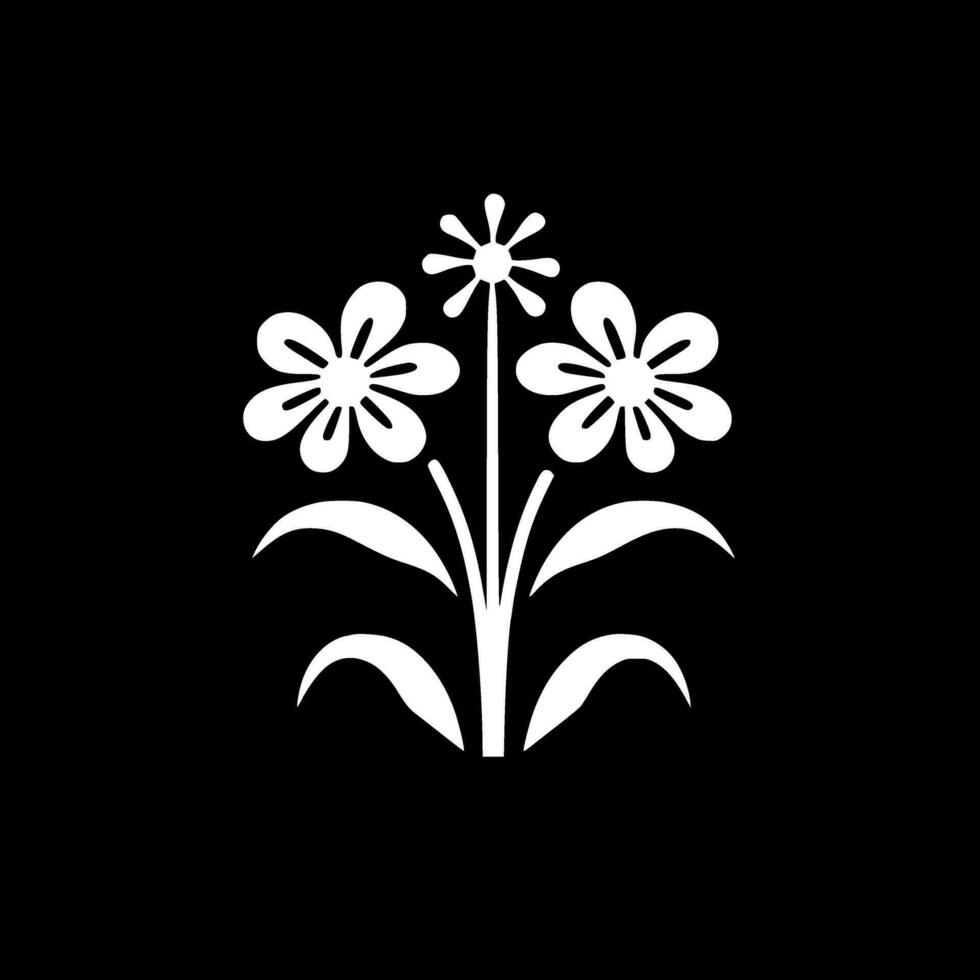 Flower - Black and White Isolated Icon - Vector illustration