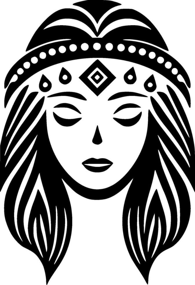 Boho, Black and White Vector illustration