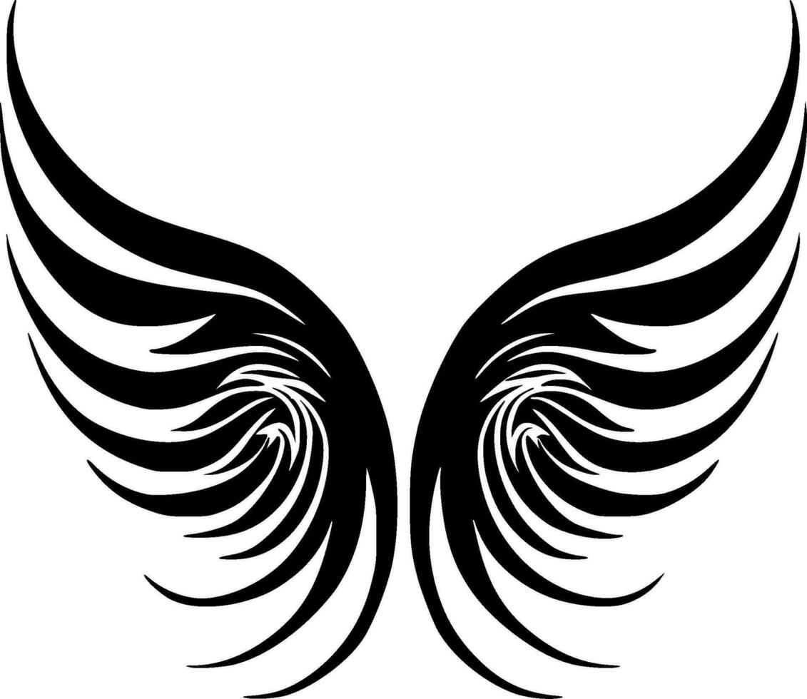 Angel Wings, Black and White Vector illustration