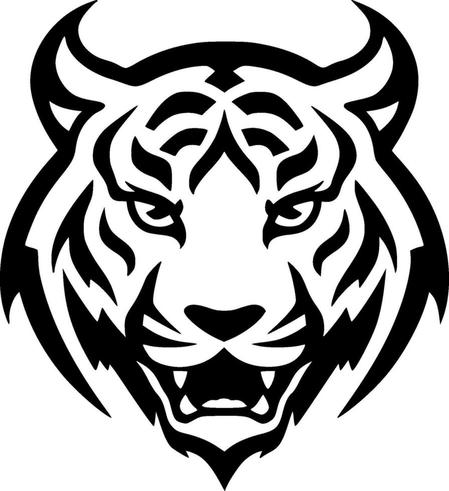 Tiger - Black and White Isolated Icon - Vector illustration