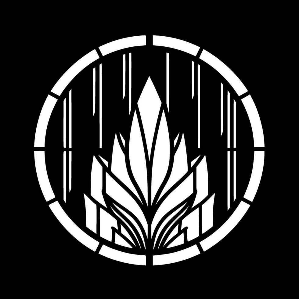Stained Glass, Black and White Vector illustration