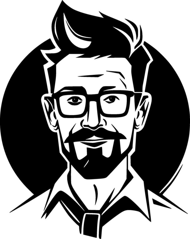 Teacher, Black and White Vector illustration