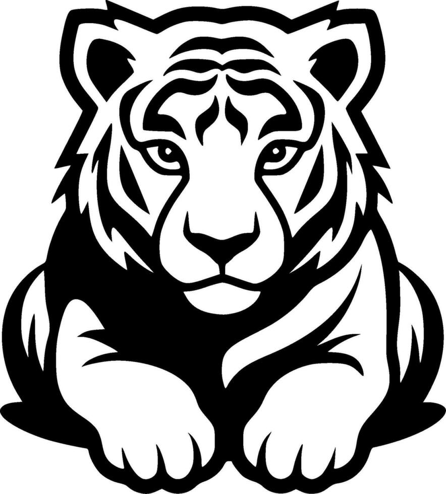 Tigre - negro y blanco aislado icono - vector ilustración