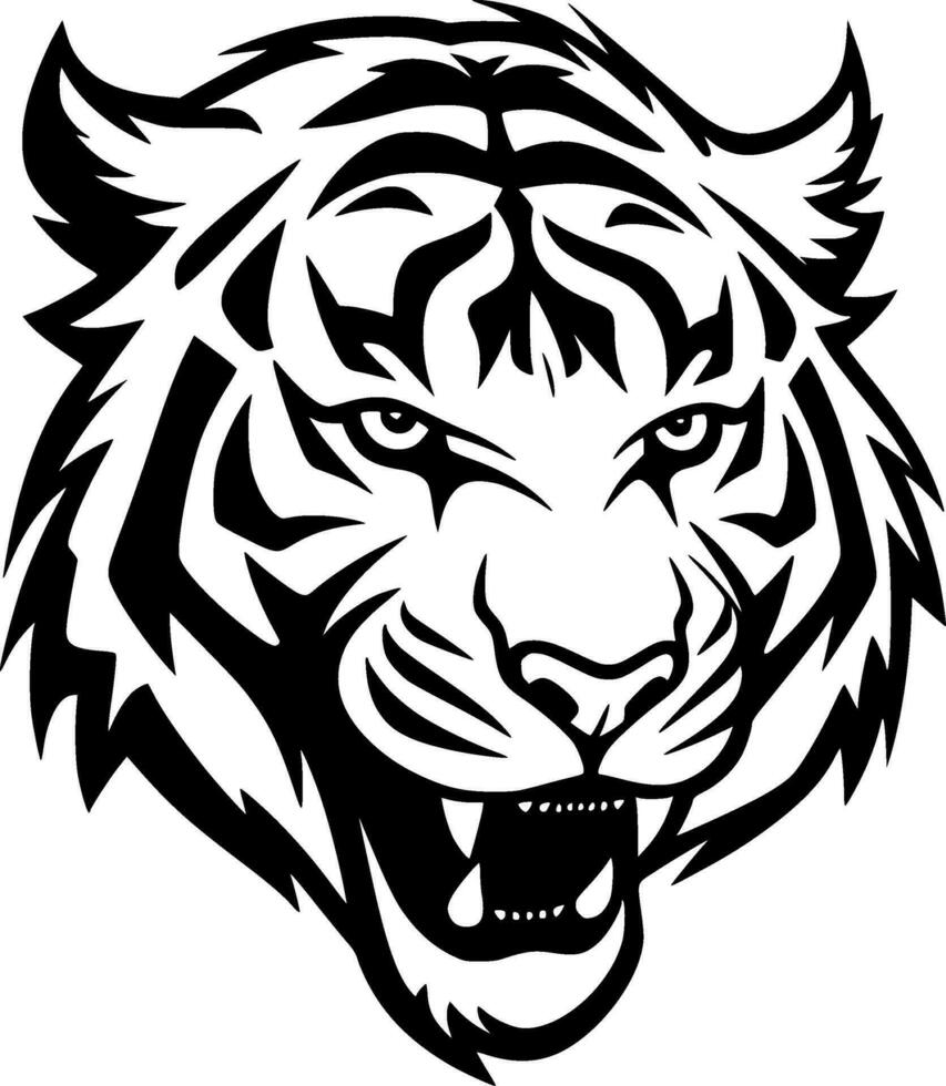 Tiger - Black and White Isolated Icon - Vector illustration