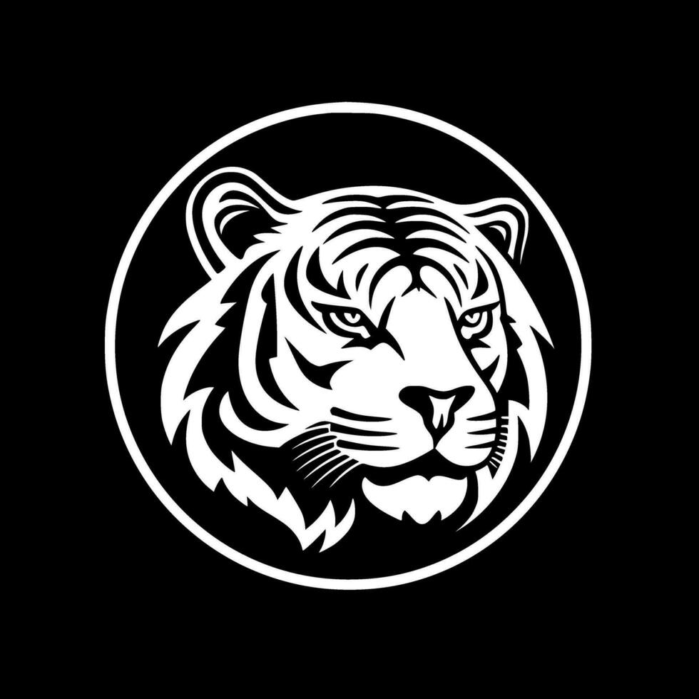 Tiger - Black and White Isolated Icon - Vector illustration