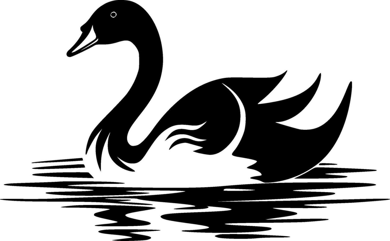 Swan, Black and White Vector illustration