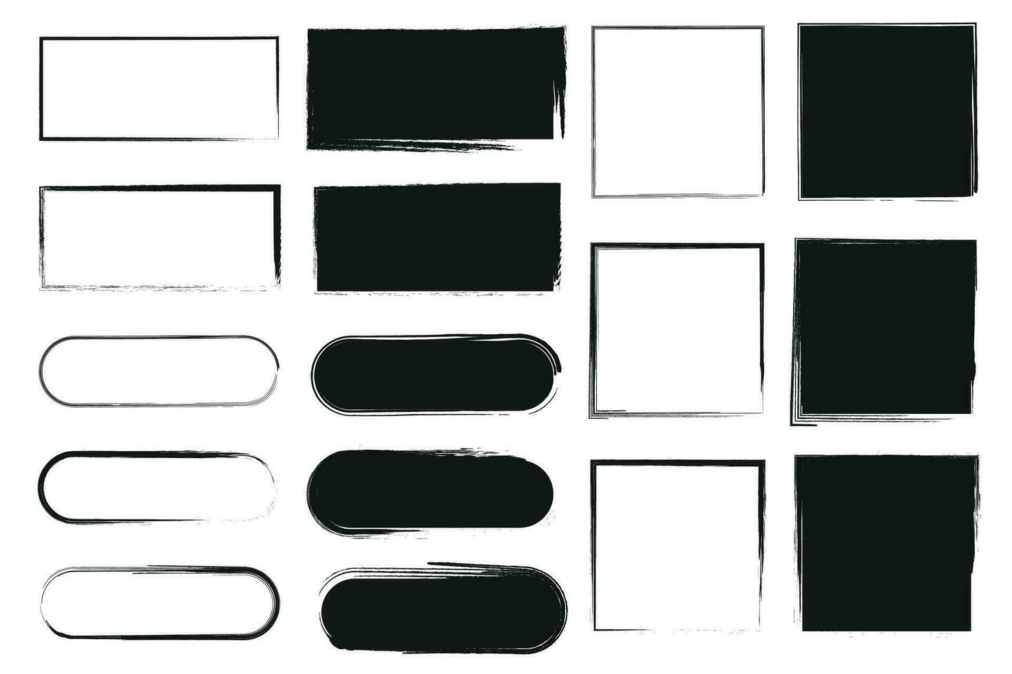 Grunge brush strokes rectangles. Grunge frames collection vector. vector