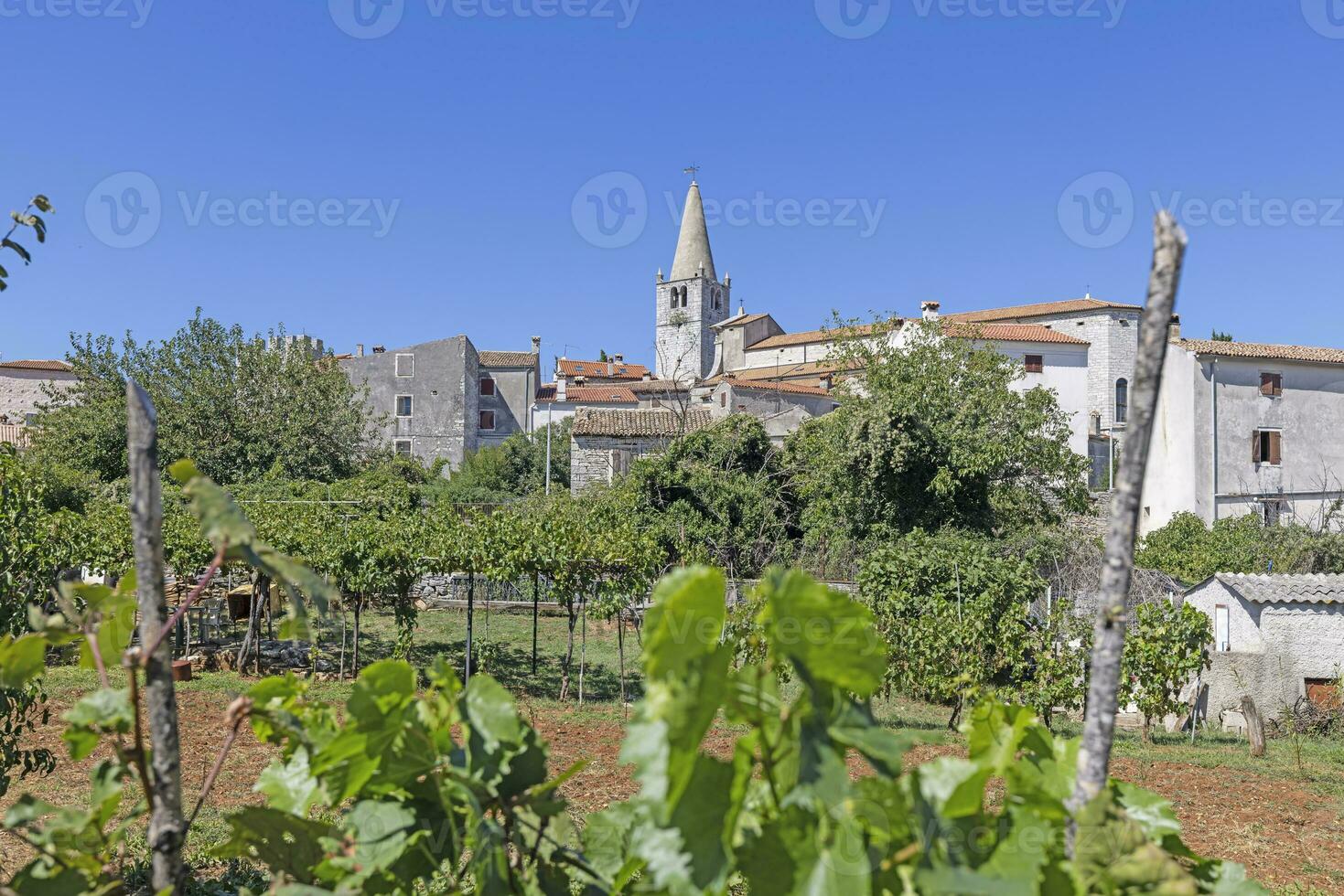 escena desde histórico medieval pueblo bala en croata península istria foto