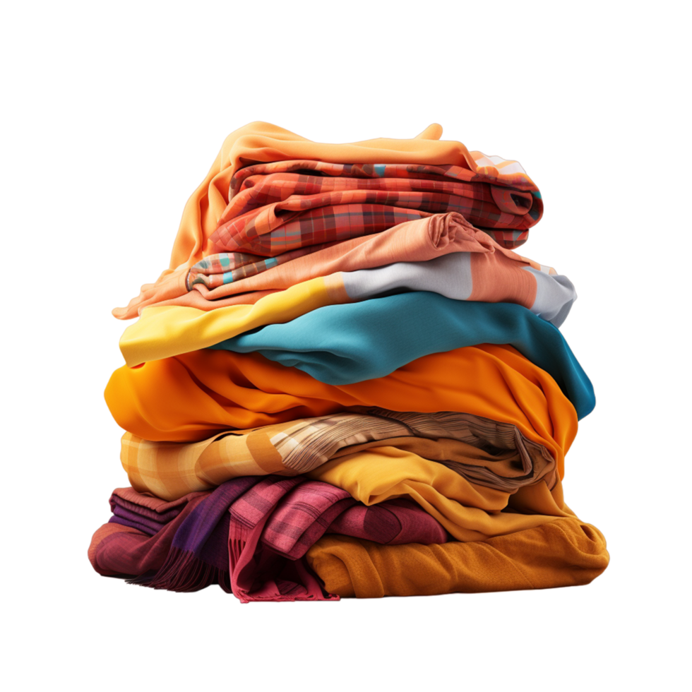 Stack of colorful folded shirts Ai Generative png