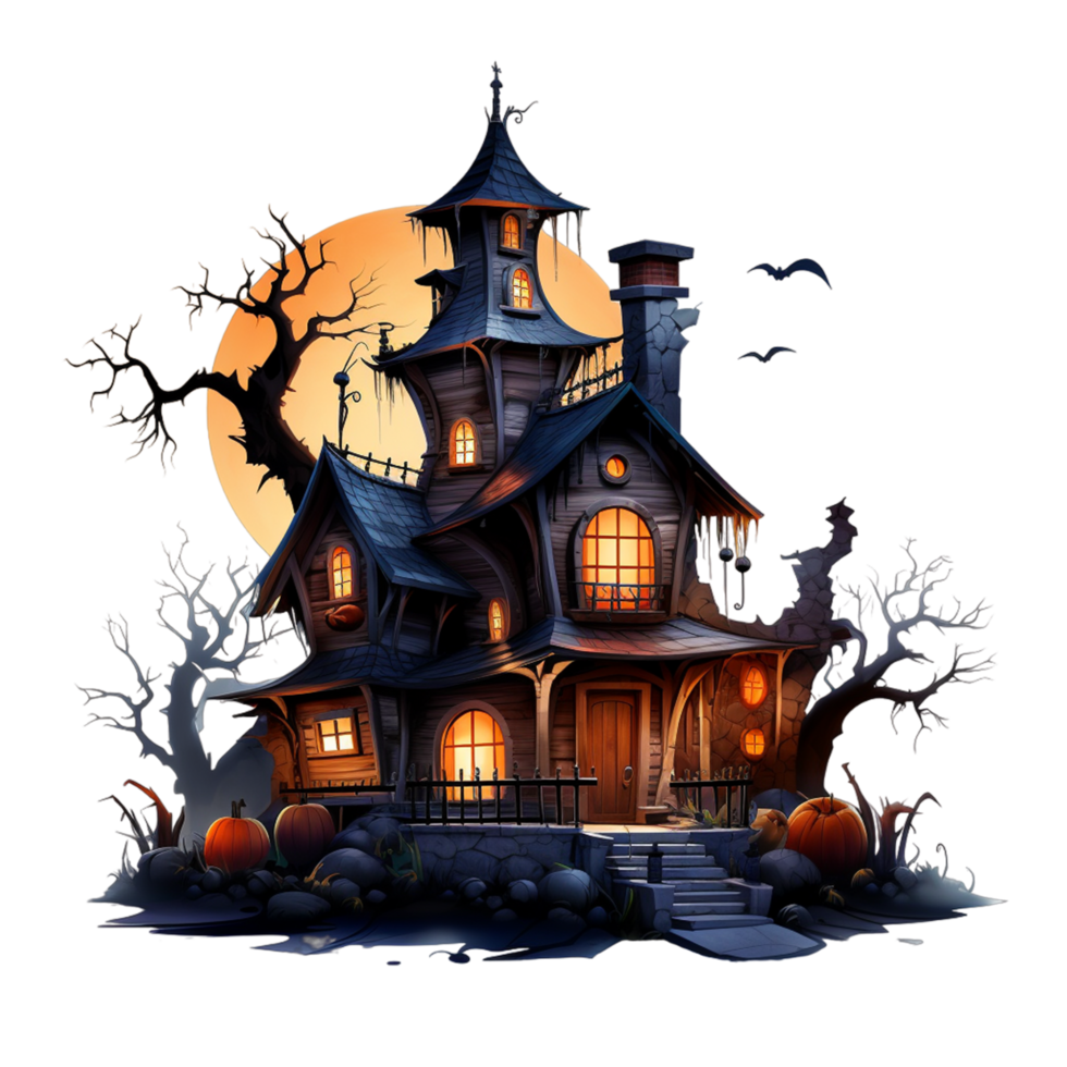 Halloween hanté Maisons ai génératif png