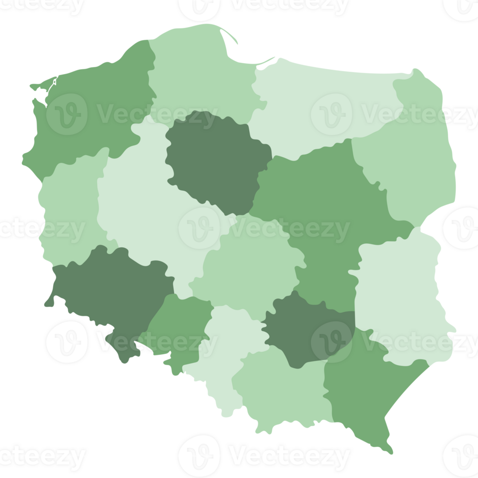 Poland map. Map of Poland in administrative regions png