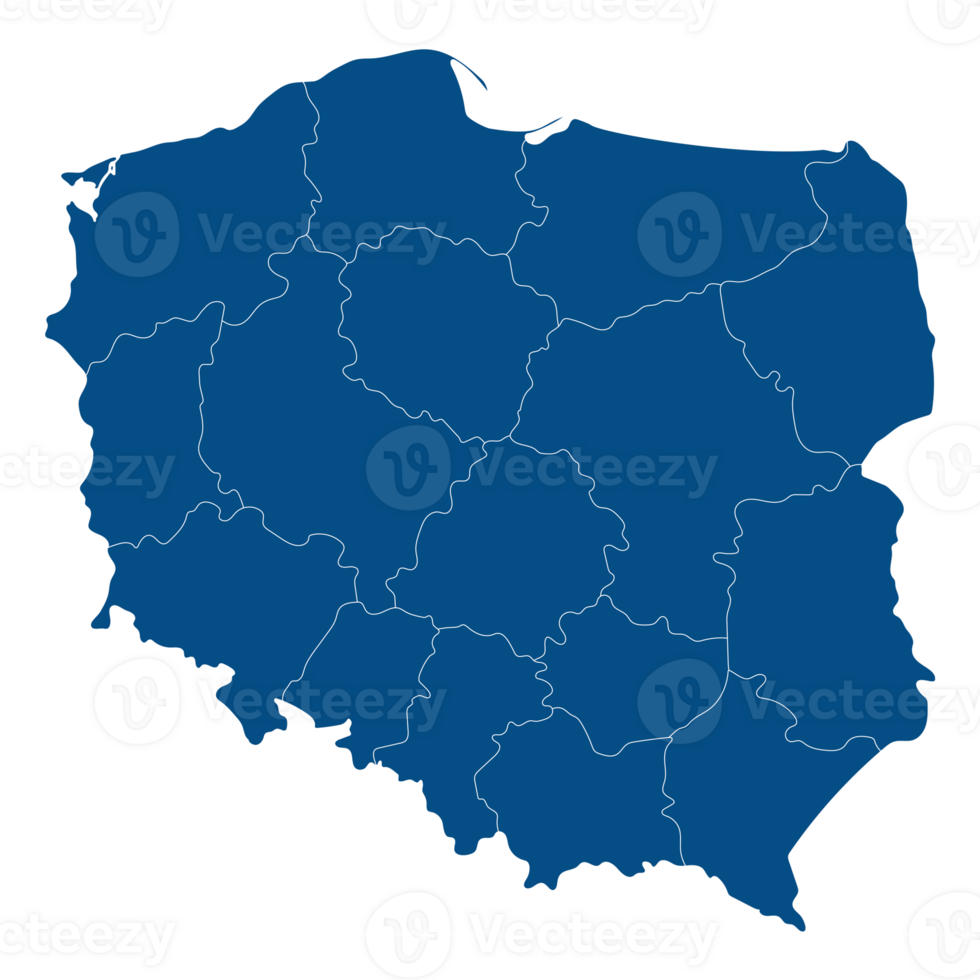 Poland map. Map of Poland in administrative regions png