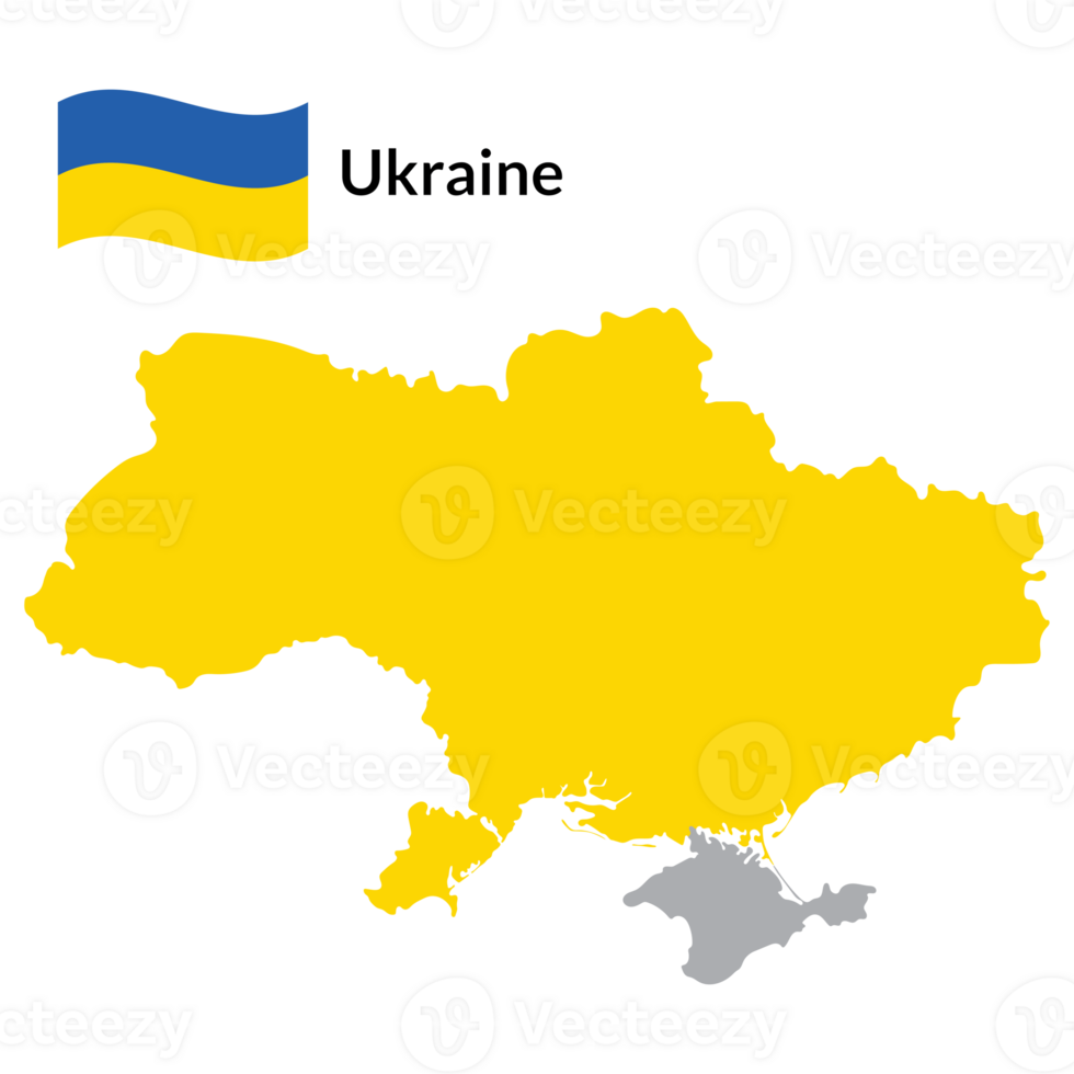 Map of Ukraine with Ukraine national flag png