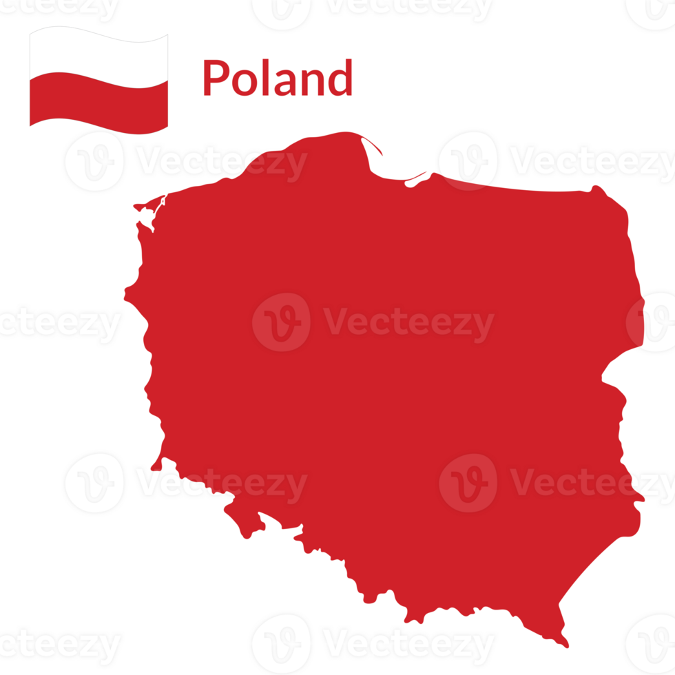 Map of Poland with Poland national flag png