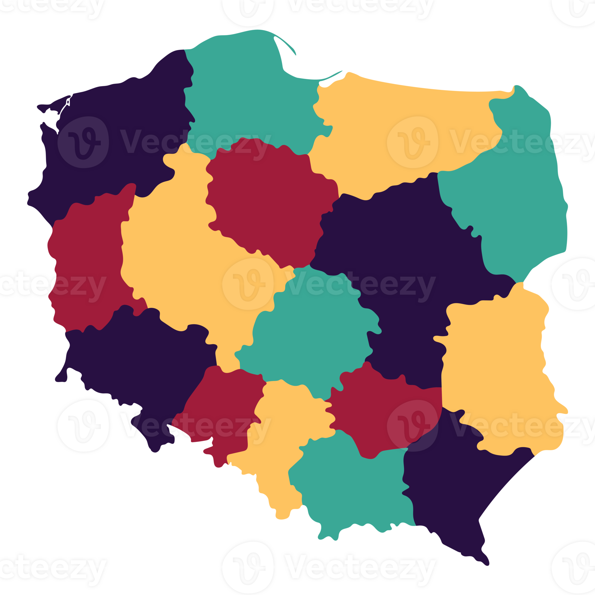 Poland map. Map of Poland in administrative regions 33304902 PNG
