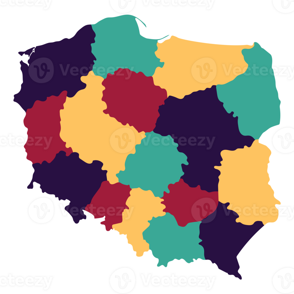Poland map. Map of Poland in administrative regions png
