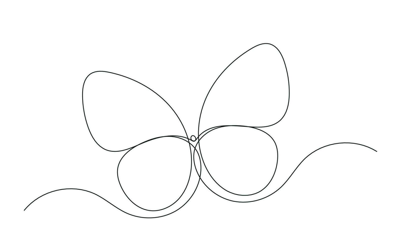 Continuous one line drawing of butterfly. Delicate simple linear logo. Lineart vector illustration