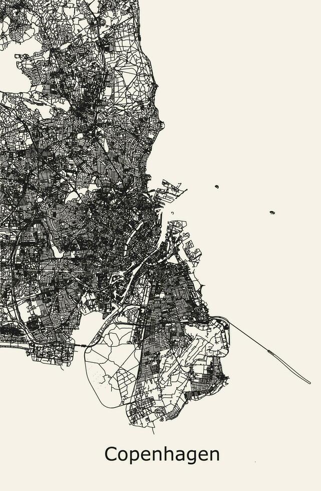 Vector editable city road map of Copenhagen, Denmark