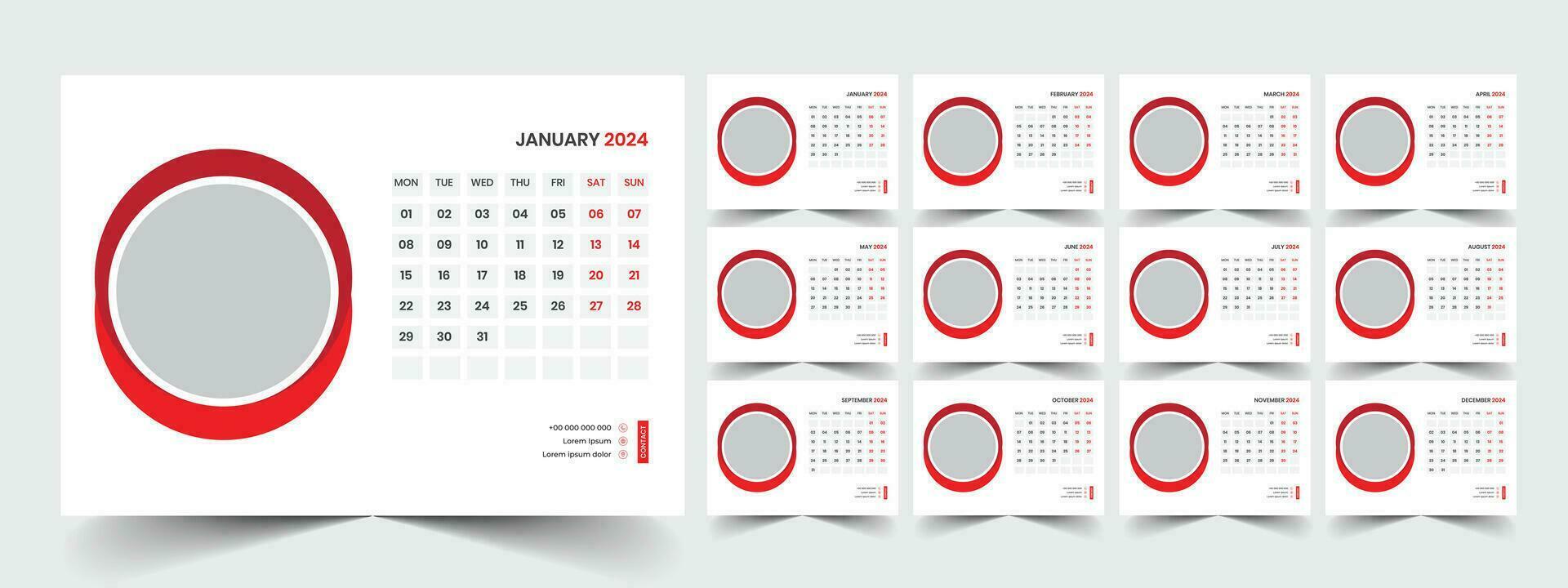 Desk Calendar Template 2024 vector